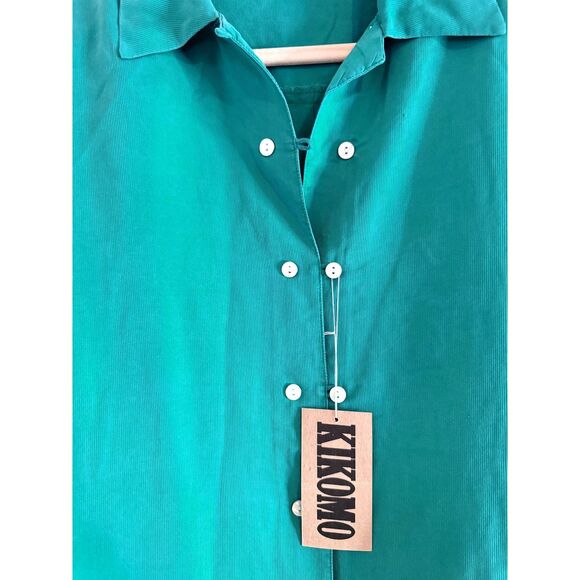 NWT Vintage KIKOMO 100% Silk Green Button Up Womens Size Small - Picture 6 of 8